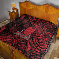 Hawaii King Kamehameha Quilt With Hawaiian Ipu Motifs Red Version