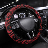 Hawaii King Kamehameha Steering Wheel Cover With Hawaiian Ipu Motifs Red Version