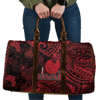 Hawaii King Kamehameha Travel Bag With Hawaiian Ipu Motifs Red Version