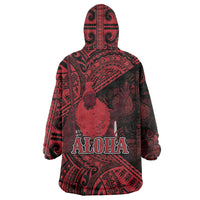 Hawaii King Kamehameha Wearable Blanket Hoodie With Hawaiian Ipu Motifs Red Version LT05 - Polynesian Pride