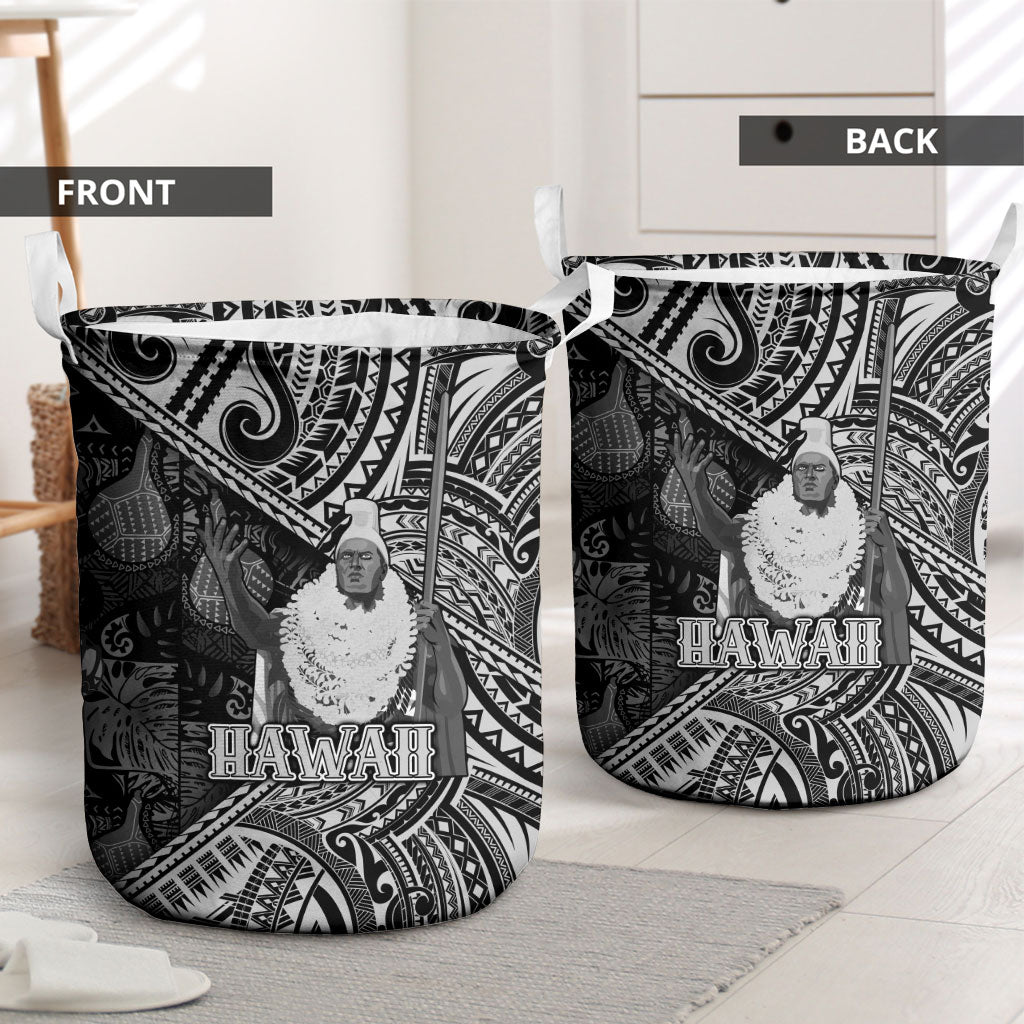 Hawaii King Kamehameha Laundry Basket With Hawaiian Ipu Motifs Black Version