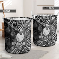 Hawaii King Kamehameha Laundry Basket With Hawaiian Ipu Motifs Black Version