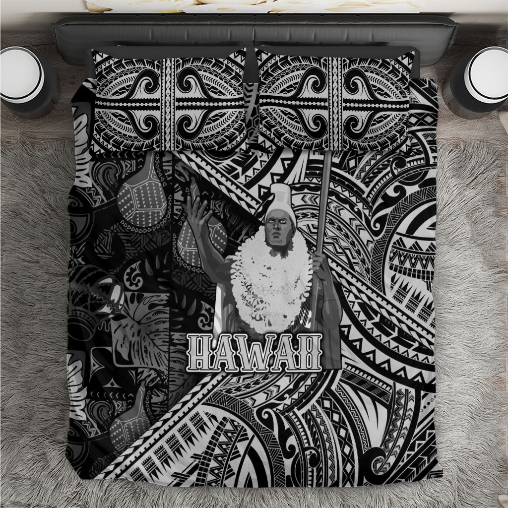 Hawaii King Kamehameha Bedding Set With Hawaiian Ipu Motifs Black Version
