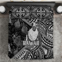 Hawaii King Kamehameha Bedding Set With Hawaiian Ipu Motifs Black Version