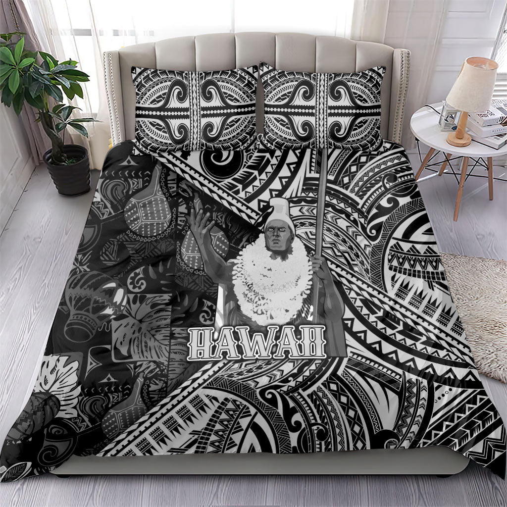 Hawaii King Kamehameha Bedding Set With Hawaiian Ipu Motifs Black Version