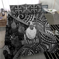 Hawaii King Kamehameha Bedding Set With Hawaiian Ipu Motifs Black Version