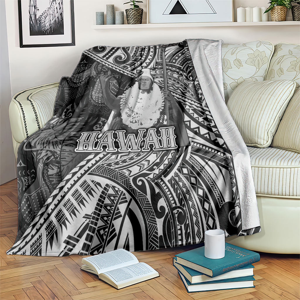 Hawaii King Kamehameha Blanket With Hawaiian Ipu Motifs Black Version