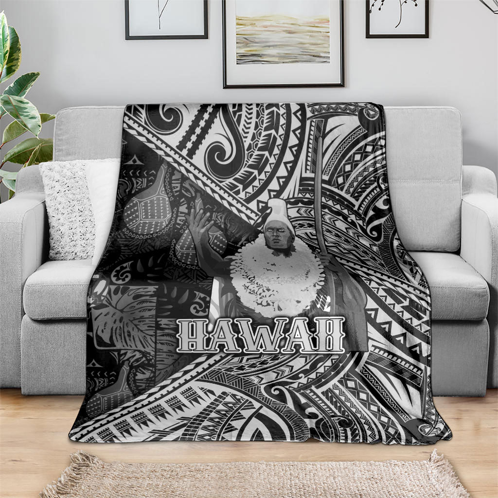 Hawaii King Kamehameha Blanket With Hawaiian Ipu Motifs Black Version