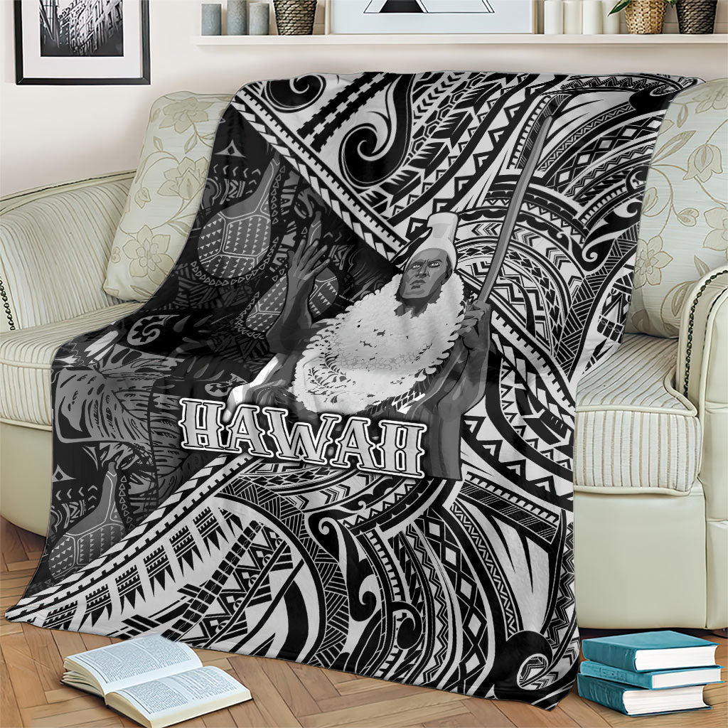 Hawaii King Kamehameha Blanket With Hawaiian Ipu Motifs Black Version