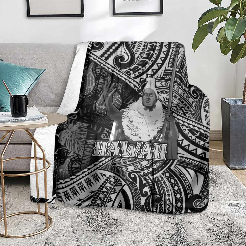 Hawaii King Kamehameha Blanket With Hawaiian Ipu Motifs Black Version