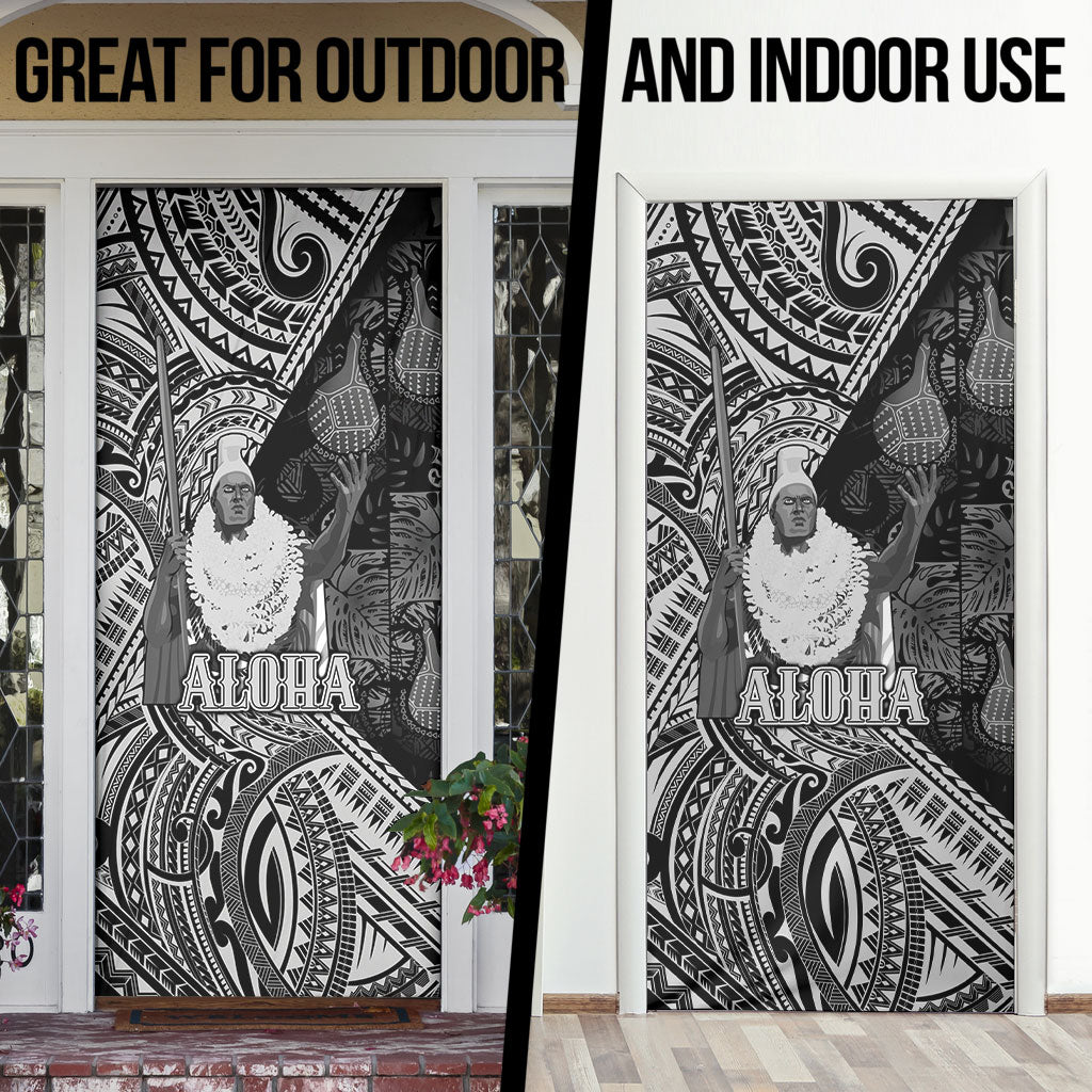 Hawaii King Kamehameha Door Cover With Hawaiian Ipu Motifs Black Version