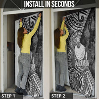 Hawaii King Kamehameha Door Cover With Hawaiian Ipu Motifs Black Version