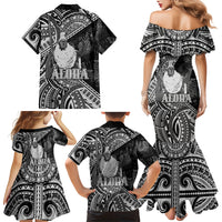 Hawaii King Kamehameha Family Matching Mermaid Dress and Hawaiian Shirt With Hawaiian Ipu Motifs Black Version LT05 - Polynesian Pride