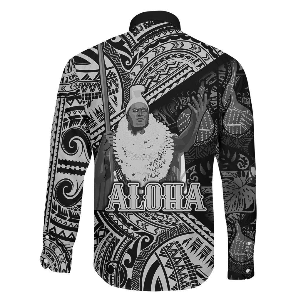 Hawaii King Kamehameha Family Matching Puletasi and Hawaiian Shirt With Hawaiian Ipu Motifs Black Version LT05 - Polynesian Pride