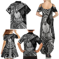 Hawaii King Kamehameha Family Matching Summer Maxi Dress and Hawaiian Shirt With Hawaiian Ipu Motifs Black Version LT05 - Polynesian Pride