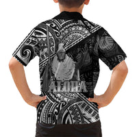 Hawaii King Kamehameha Family Matching Tank Maxi Dress and Hawaiian Shirt With Hawaiian Ipu Motifs Black Version LT05 - Polynesian Pride