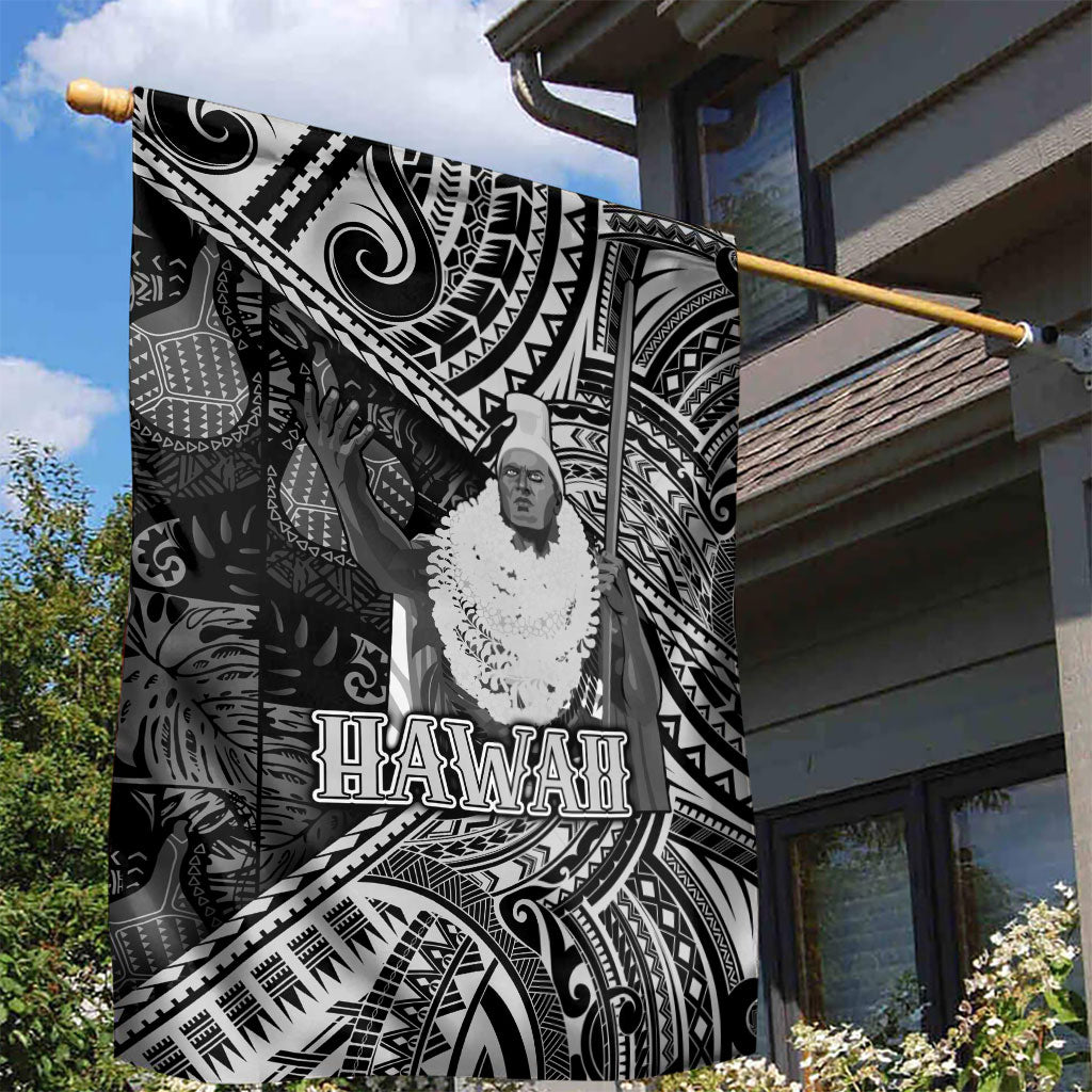 Hawaii King Kamehameha Garden Flag With Hawaiian Ipu Motifs Black Version LT05 - Polynesian Pride