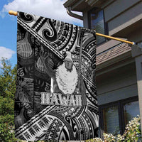 Hawaii King Kamehameha Garden Flag With Hawaiian Ipu Motifs Black Version LT05 - Polynesian Pride