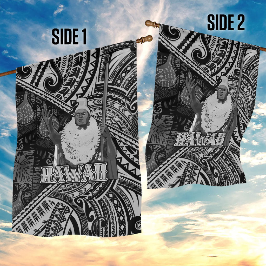 Hawaii King Kamehameha Garden Flag With Hawaiian Ipu Motifs Black Version LT05 - Polynesian Pride