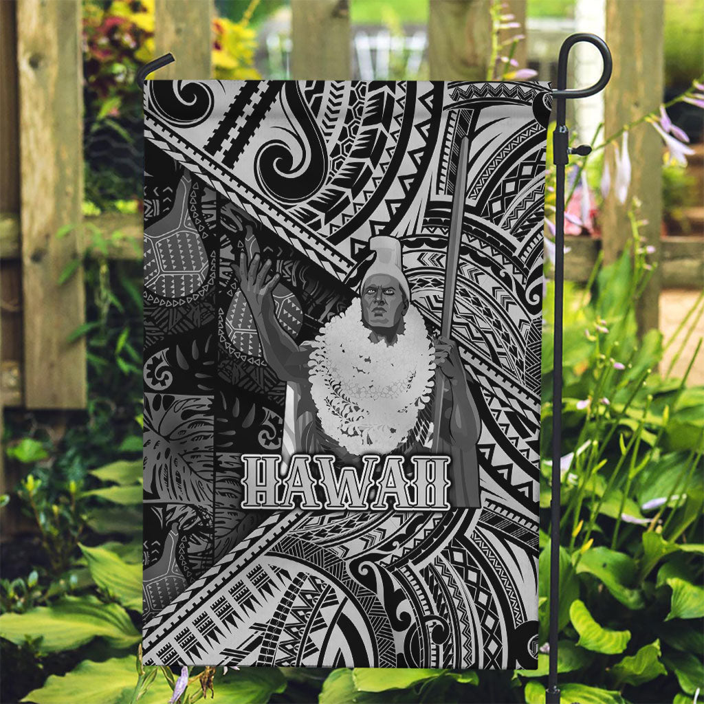 Hawaii King Kamehameha Garden Flag With Hawaiian Ipu Motifs Black Version LT05 Garden Flag Black - Polynesian Pride