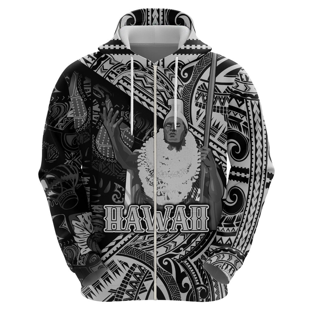Hawaii King Kamehameha Hoodie With Hawaiian Ipu Motifs Black Version LT05 - Polynesian Pride