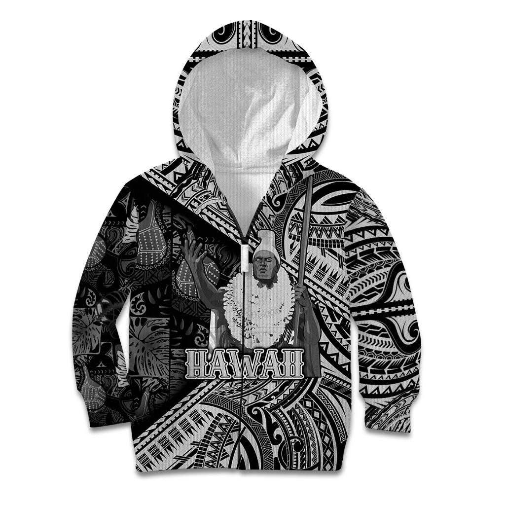 Hawaii King Kamehameha Kid Hoodie With Hawaiian Ipu Motifs Black Version