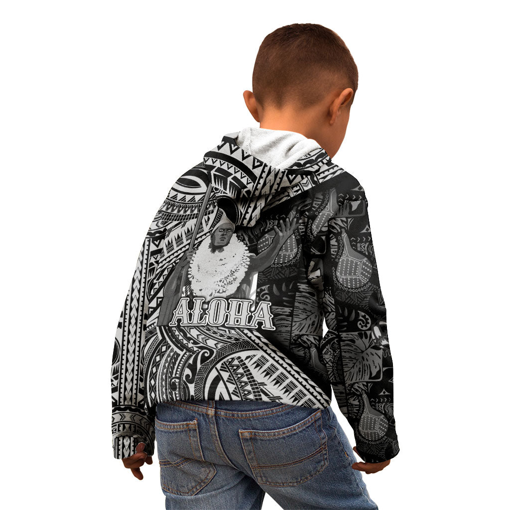 Hawaii King Kamehameha Kid Hoodie With Hawaiian Ipu Motifs Black Version