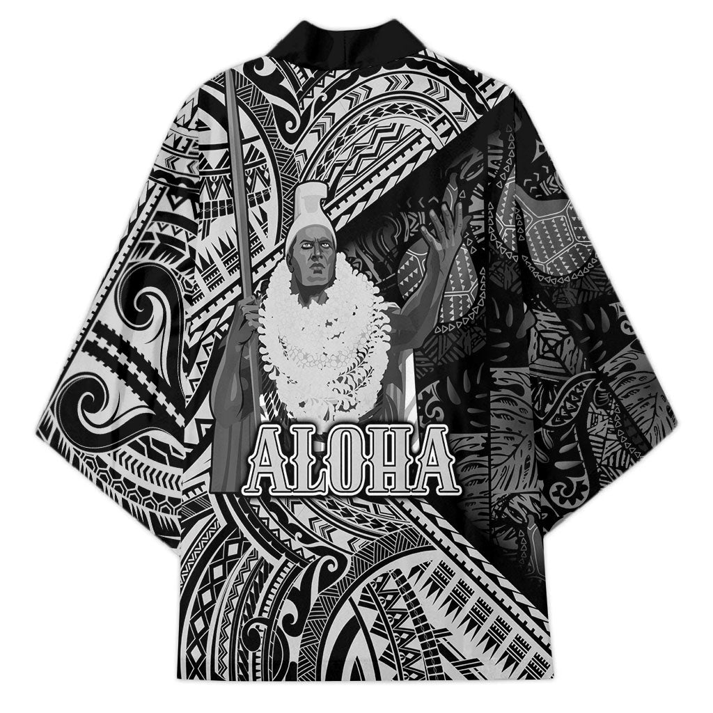 Hawaii King Kamehameha Kimono With Hawaiian Ipu Motifs Black Version