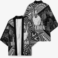 Hawaii King Kamehameha Kimono With Hawaiian Ipu Motifs Black Version