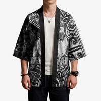 Hawaii King Kamehameha Kimono With Hawaiian Ipu Motifs Black Version
