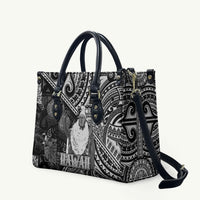 Hawaii King Kamehameha Leather Bag With Hawaiian Ipu Motifs Black Version