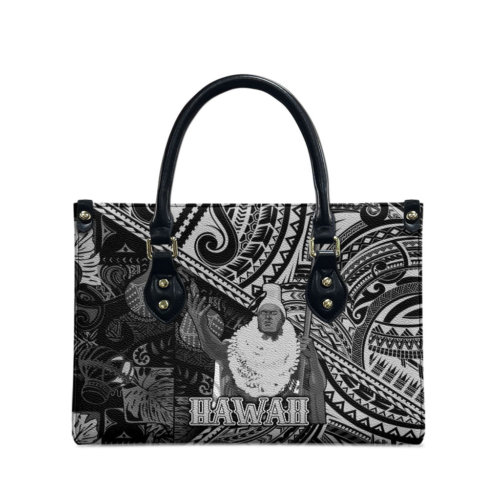 Hawaii King Kamehameha Leather Bag With Hawaiian Ipu Motifs Black Version