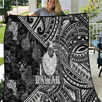 Hawaii King Kamehameha Quilt With Hawaiian Ipu Motifs Black Version LT05 Black - Polynesian Pride