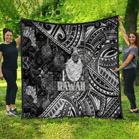 Hawaii King Kamehameha Quilt With Hawaiian Ipu Motifs Black Version LT05 - Polynesian Pride
