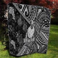 Hawaii King Kamehameha Quilt With Hawaiian Ipu Motifs Black Version LT05 - Polynesian Pride