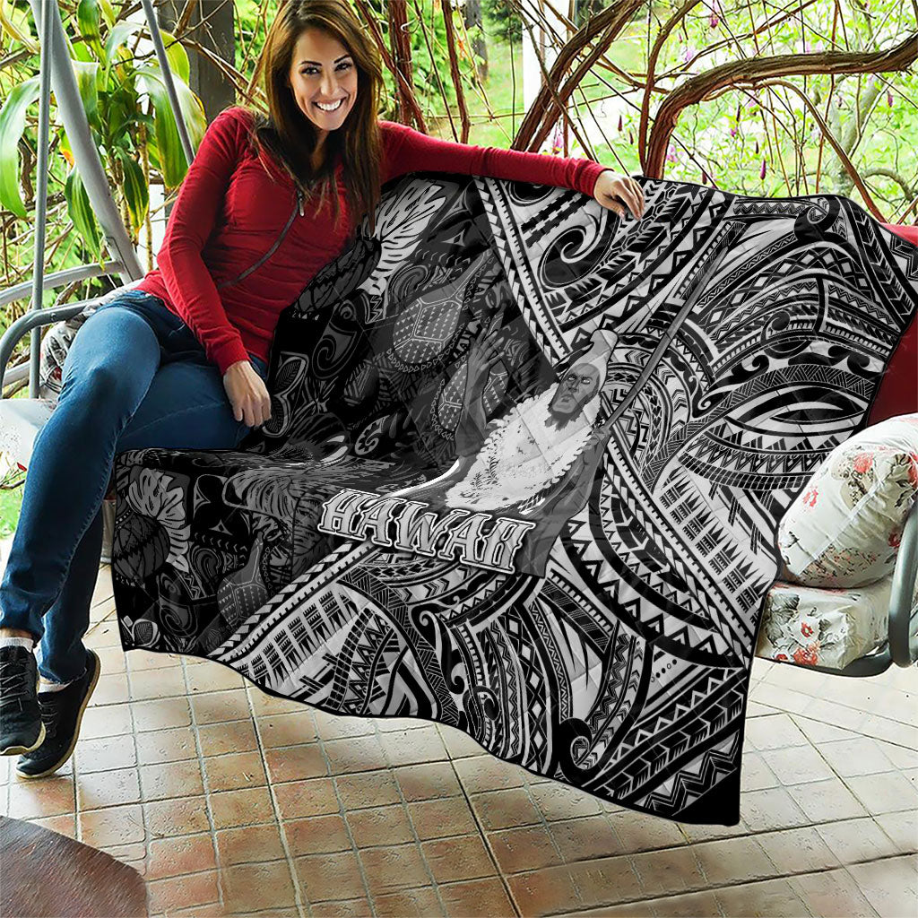 Hawaii King Kamehameha Quilt With Hawaiian Ipu Motifs Black Version LT05 - Polynesian Pride