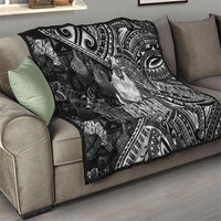 Hawaii King Kamehameha Quilt With Hawaiian Ipu Motifs Black Version LT05 - Polynesian Pride