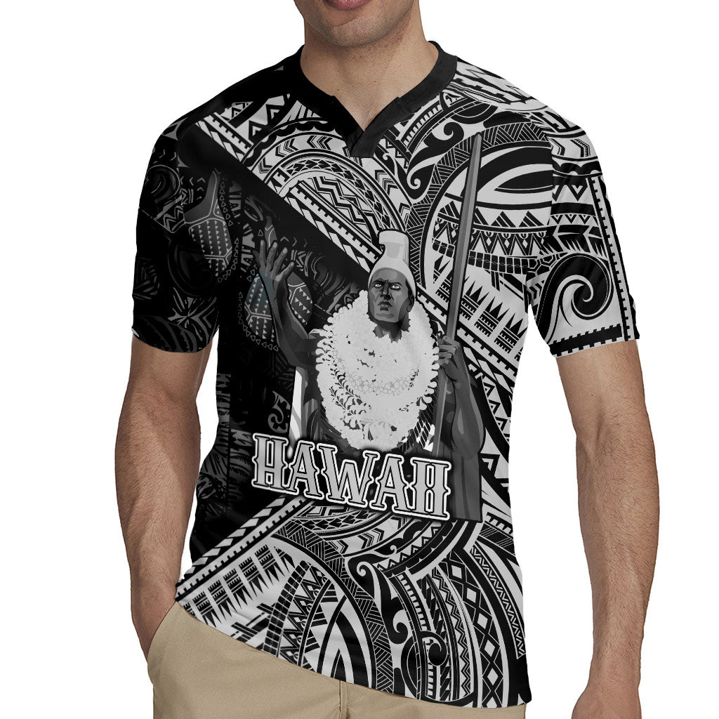 Hawaii King Kamehameha Rugby Jersey With Hawaiian Ipu Motifs Black Version