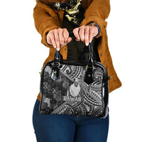 Hawaii King Kamehameha Shoulder Handbag With Hawaiian Ipu Motifs Black Version LT05 One Size Black - Polynesian Pride