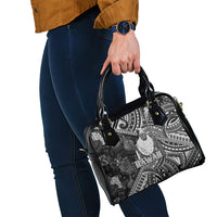 Hawaii King Kamehameha Shoulder Handbag With Hawaiian Ipu Motifs Black Version LT05 - Polynesian Pride