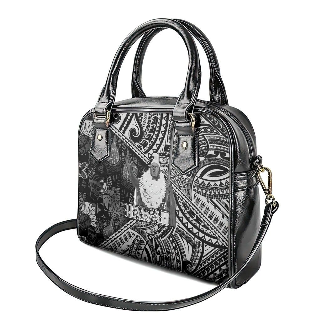 Hawaii King Kamehameha Shoulder Handbag With Hawaiian Ipu Motifs Black Version LT05 - Polynesian Pride