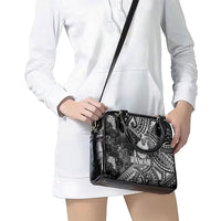 Hawaii King Kamehameha Shoulder Handbag With Hawaiian Ipu Motifs Black Version LT05 - Polynesian Pride