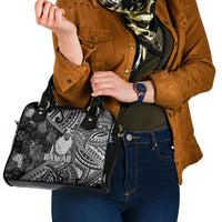Hawaii King Kamehameha Shoulder Handbag With Hawaiian Ipu Motifs Black Version LT05 - Polynesian Pride