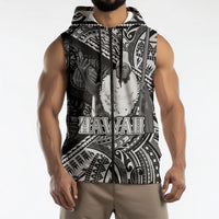 Hawaii King Kamehameha Sleeveless Zip Hoodie With Hawaiian Ipu Motifs Black Version LT05 - Polynesian Pride