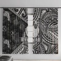 Hawaii King Kamehameha Window Curtain With Hawaiian Ipu Motifs Black Version