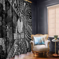 Hawaii King Kamehameha Window Curtain With Hawaiian Ipu Motifs Black Version