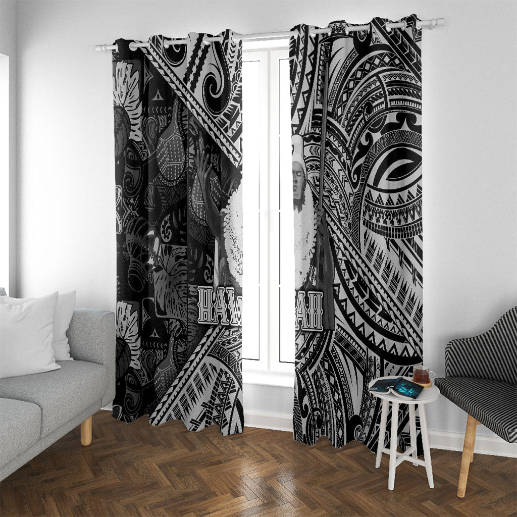 Hawaii King Kamehameha Window Curtain With Hawaiian Ipu Motifs Black Version