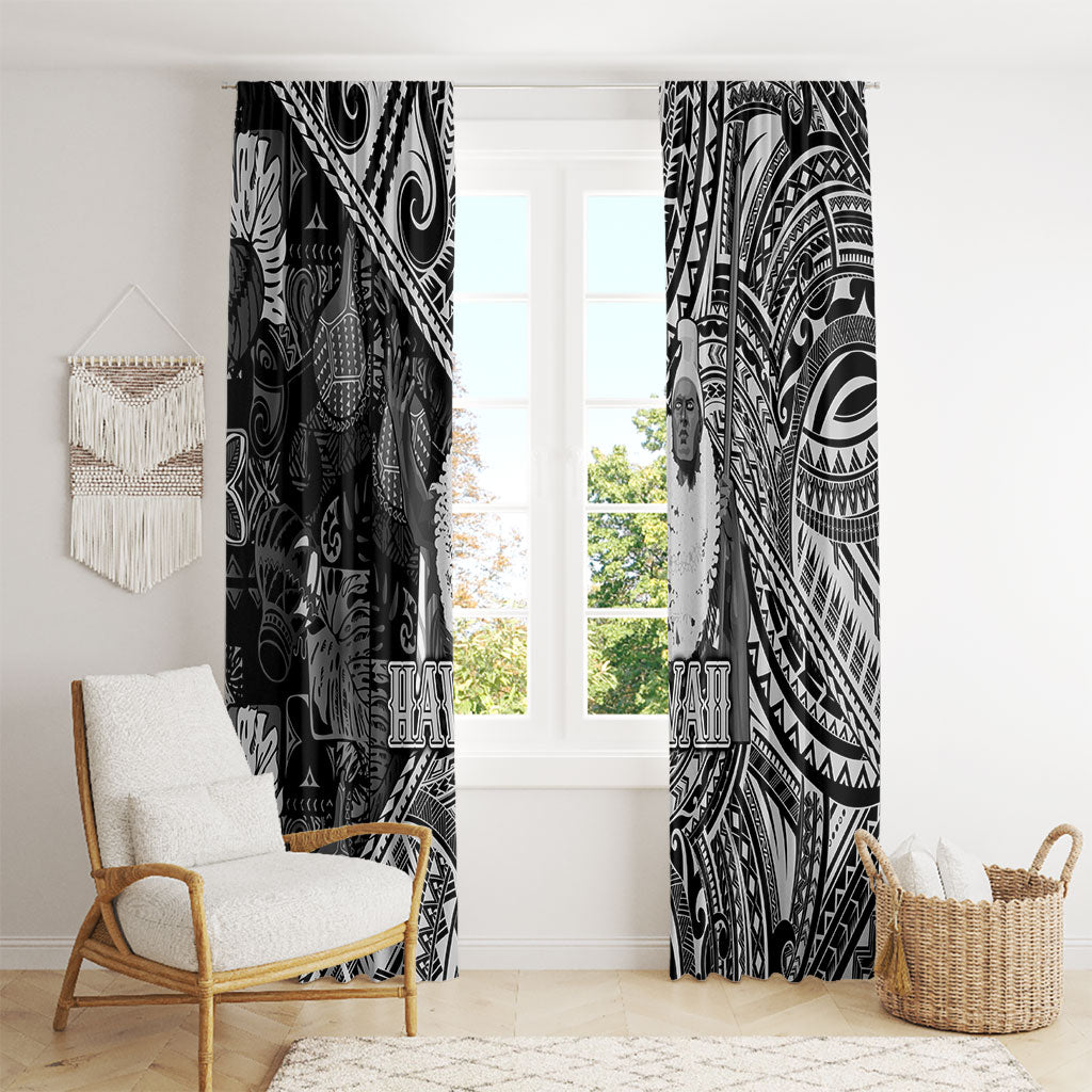 Hawaii King Kamehameha Window Curtain With Hawaiian Ipu Motifs Black Version