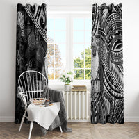 Hawaii King Kamehameha Window Curtain With Hawaiian Ipu Motifs Black Version
