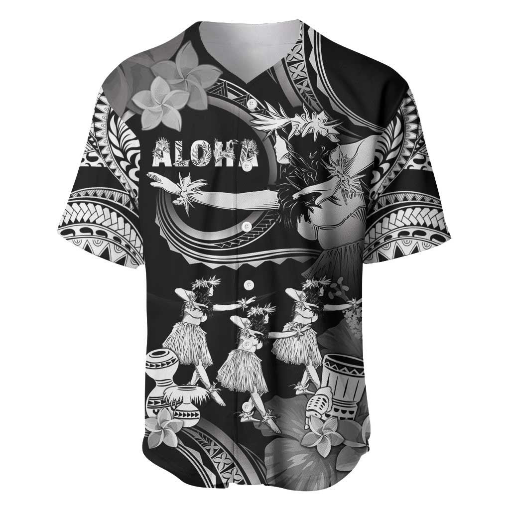 Hawaii Beautiful Hula Dancers Baseball Jersey With Ipu Keke And Pahu Drum LT05 Black - Polynesian Pride